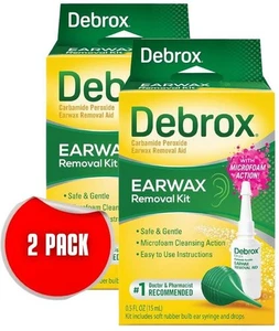 Debrox EarWax Removal Kit: Rubber Ear Bulb Syringe/0.5 fl.oz. Ear Drops - 2 PACK - Picture 1 of 8