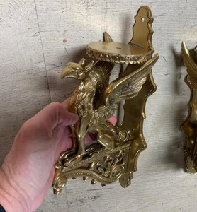 + Eine (1) feine Messing Griffin Wandleuchte, 13 1/2" HT. + Kelch Co. + - Bild 1 von 18