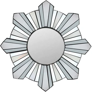 Northlight 25" Sparkling Sunburst Wave mattschwarz dekorativer runder Wandspiegel - Bild 1 von 4