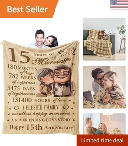 Flanelldecke zum 15. Jahrestag - elegantes herzliches Geschenk für Paare, 60"x50" - Bild 1 von 9