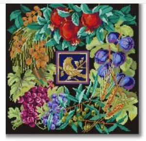 SEVEN SPECIES JUDAICA HANDPAINTED NEEDLEPOINT CANVAS BY CBK DONNA KOOLER - Picture 1 of 1