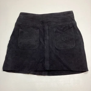 Free People Modern Love schwarz Wildleder Rindsleder Bohemian Western Minirock Größe 0 - Bild 1 von 12
