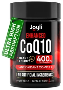 CoQ10 400mg Softgels - High Absorption Co Q10, 400mg Softgels for Heart Healt... - Picture 1 of 7