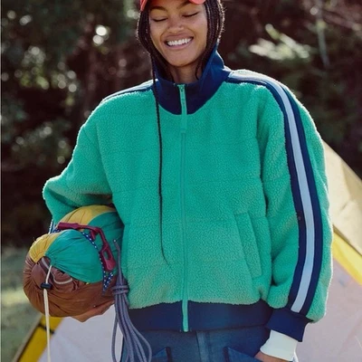 Chaqueta Free People Movement Fleecy Sherpa Scrunchy Pippa color combo verde nueva con etiquetas S Foto 1 de 4