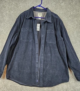 LL Bean Shirt Mens XL Black Corduroy Traditional Fit Long Sleeve Button Down NWT - Picture 1 of 19