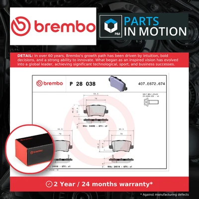 Brake Pads Set fits HONDA CIVIC Mk8 1.8 Rear 05 to 11 R18A2 Brembo 43022SMGE00 - Image 1 of 4
