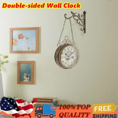 Gentral Station Wall Clock Vintage Double Sided Hanging Clock Home Garden Decor - Image 1 of 4