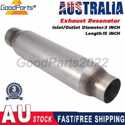 3" Inch Exhaust Hotdog Resonator Muffler Glass Pack 15" Body Length High Flow AU - image 1 of 4