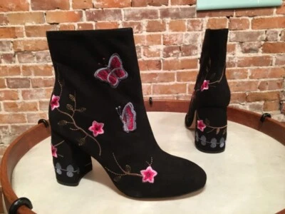 Nanette Lepore Negro Lilly Floral Bordado Botín NUEVO Foto 1 de 4