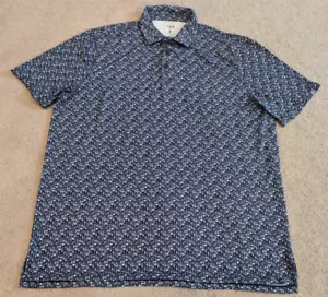 1764 Golf Shirt Mens 2XL XXL Blue Polo Stretch All Over Print Performance Beer - Picture 1 of 7