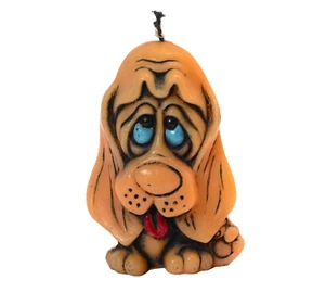 Basset Hound Dog Wax Candle Figurine Sad Eyes Droopy Vintage Cartoon Adorable! - Picture 1 of 8