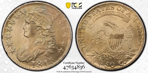 1813 50C Capped Bust Half Dollar PCGS AU Details Overton 109 Cover