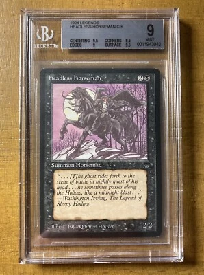 MTG✨HEADLESS HORSEMAN✨Legends BGS 9.0 MINT Common 1994 Q Hoover Art - Image 1 of 2
