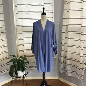 Isaac Mizrahi Live Women Size 2X Open Front Blue Iris Cotton Cardigan Fall Soft - Picture 1 of 10