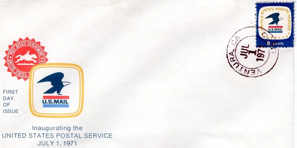 1971 7/1/71 VENTURA CA #1396 USPS FDC w/ CACHET + UNADDRESSED + VIOLET HAND CXL - Image 1 of 1