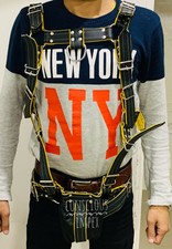 Neuer Trojaner-Gurt aus echtem Leder mit gelber Pfeife BDSM FETISH GAY