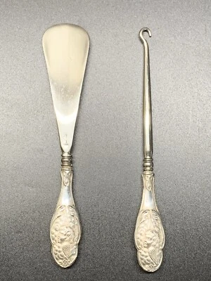 1906 Birmingham Hallmarked STERLING SILVER Handled Button Hook & Shoe Horn - Image 1 of 4
