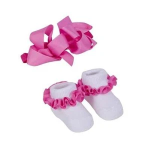 London Bridge hellrosa Stirnband & Rüschen Socken Set 0-6 Monate - Bild 1 von 1