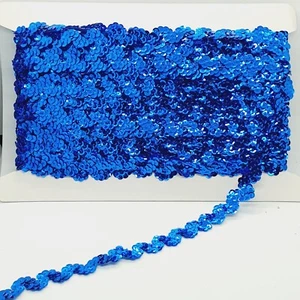1m Royal Blue sequin wave ric rac 18mm Trim Sewing Craft Costume - Picture 1 of 1