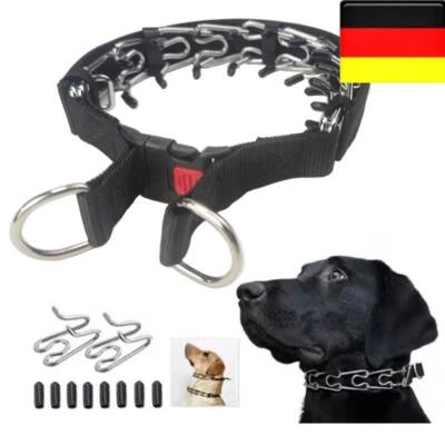 MARKENLOS Hundehalsband Verstellbarer Training Zacken-Pinch-Kette -Nylon Mit Stahl