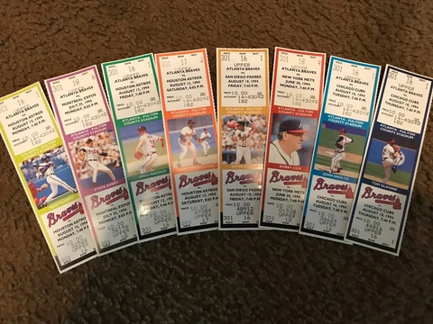 one set of 1994 unused Atlanta Braves picture tickets Cover