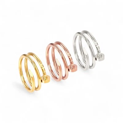 Nagel Ring Gold oder Rosé Handwerker Ring Edelstahl verwickelt - Bild 1 von 4