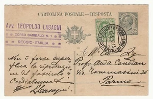 1919 Regno d'Italia - Cartolina 15 c. Leoni risposta con 25 c. Floreale - Picture 1 of 1