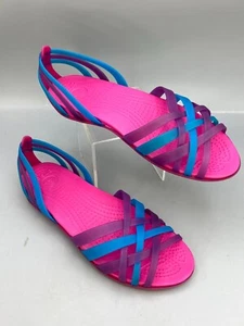Crocs Huarache flache Damen-Slipper US 8 pink-lila Riemchensandale Freizeit - Bild 1 von 7