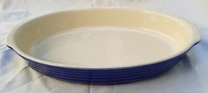 Plato para hornear ovalado Emile Henry azul grande 9" x 13" x 2" Francia - Imagen 1 de 6