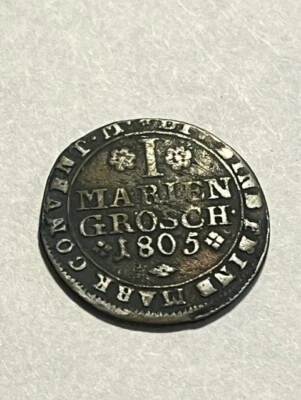 1805 Germany States/Wolfenbüttel 1 Mariengroschen/Silver/Dark/G+ #19741 - Image 1 of 4