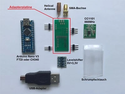 Adapterplatine Board Selbstbau nanoCUL CC1101 433/868MHz Levelshifter FHEM - Bild 1 von 4