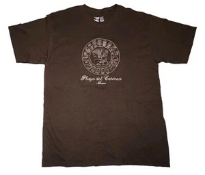 Playa Del Carmen Mexico Brown Embroidered Calender Tshirt Mens Large - Picture 1 of 4