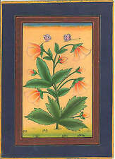 An old antique look miniature paper painting of mughal style flowers