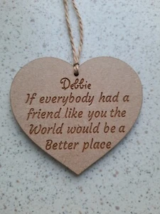 Wooden White MDF Heart Friend gift/bottle tag, Or customised with your own words - Picture 1 of 1