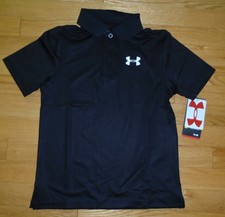Under Armour Boys Short Sleeve Polo Match Play Golf Shirt Black YXS 6