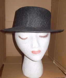 Lotto 3 cappelli teatrali neri UltraStraw Skimmer danza prop barbiere quartetto - Foto 1 di 8