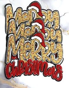 Chenille “merry Christmas” Patch Ready To Iron On, Brand New - Picture 1 of 4