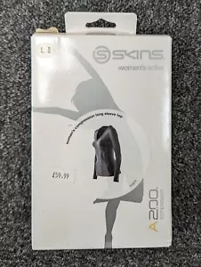 SKINS A200 WOMENS BLACK LONG SLEEVE TOP - LARGE - Picture 1 of 2