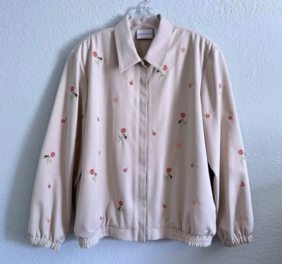 Nueva Chaqueta Mujer Alfred Dunner Talla 14 Beige/Marfil con Flores y Ladybugs Foto 1 de 4