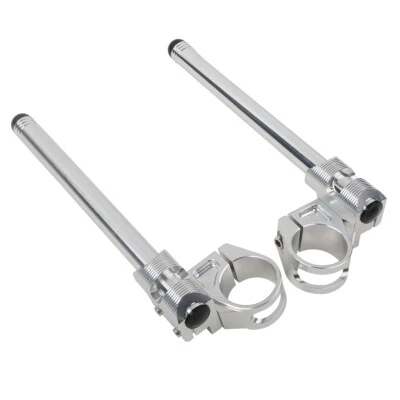 Silver 43MM Clip-On Handlebars Fit For YAMAHA YZF R6S 2006-2010 R6 1999-2004 - Image 1 of 4