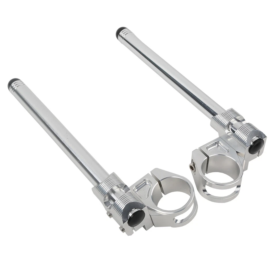 Silver 43MM Clip-On Handlebars Fit For YAMAHA YZF R6S 2006-2010 R6 1999-2004 - Image 1 of 4