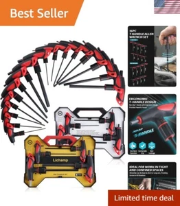 16-Piece T-Handle Allen Wrench Set in SAE & Metric - Heavy-Duty Precision Tools - Picture 1 of 9