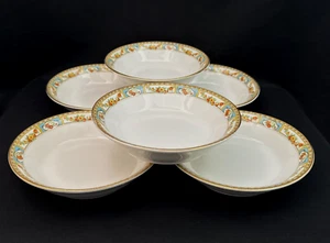 Vintage Cleveland China Berry Bowl Set of 6 Ornate Floral (Trimmed in 18K Gold) - Picture 1 of 7