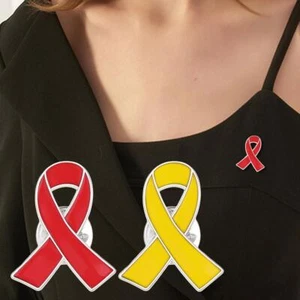 1/20Pcs Yellow/Red Awareness Ribbon Pin Badge Bow Brooch Fashion - Picture 1 of 16