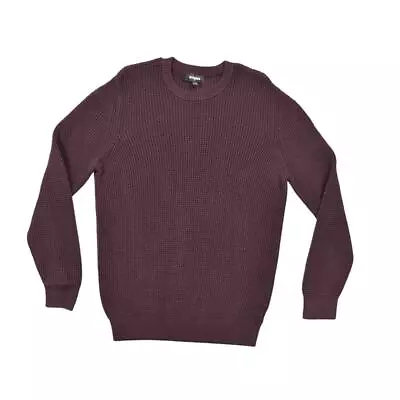 Express Men's Red Cotton Pullover Sweater, Size M Waffle Knit Burgundy - Image 1 of 4