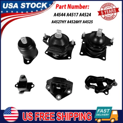 6PCS Engine Motor Mounts Set For 2003 2004 2005 2006 2007 Honda Accord 3.0L V6 - Image 1 of 4