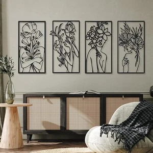 4 Pcs Metal Minimalist Abstract Woman Wall Art Line Drawing Wall Art Decor Minim - Picture 1 of 3