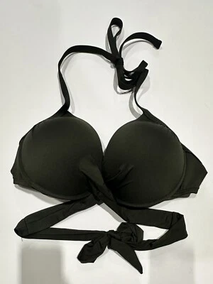 Top de natación de bikini Mossimo Wrap push-up halter oliva pequeño Foto 1 de 2