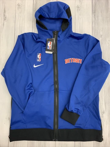 Nike Mens Large Detroit Pistons Showtime Therma Flex Zip Hoodie Blue CN4024-495 Cover