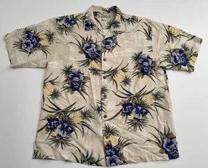 Camisa Hawaiana de Colección Tommy Bahama 100% Seda Playa Piña Tema Floral Mediana M - Imagen 1 de 8